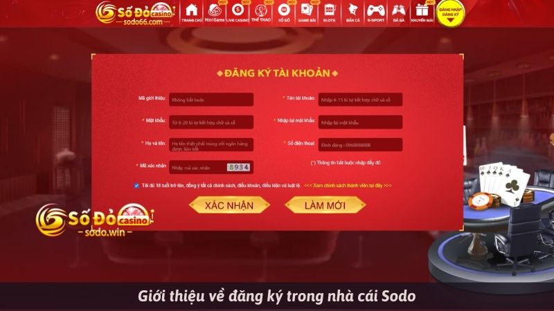 Giới thiệu về đăng ký trong nhà cái Sodo